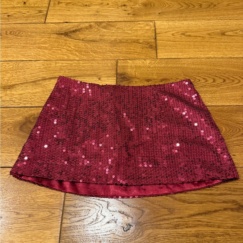 Parke Sequin Mini Skirt Red